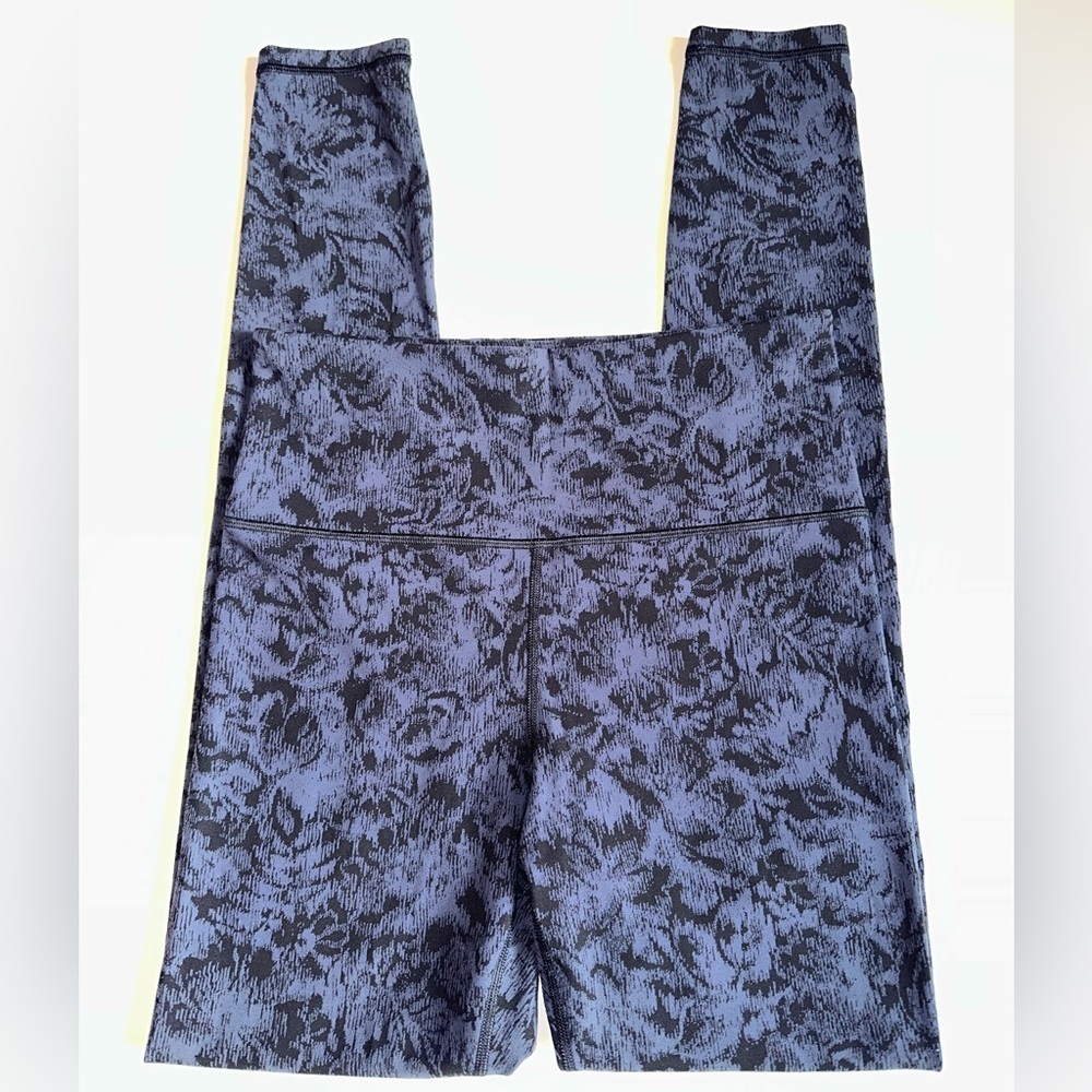 Athleta Textured Elation Tights Medium Tall Black Blue High Rise 28.5” Inseam